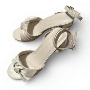 White Bow Ankle Strap Heels